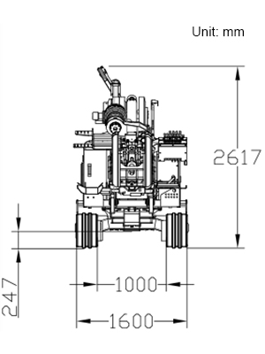 Front view of soil sampling drill showing handle and extended drilling column