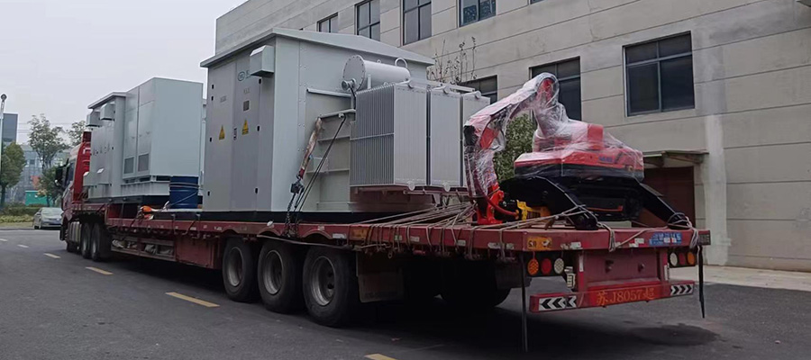 A crate labeled HCR120C Hydraulic Breaker Attachment ready to be loaded for shipping to the Philippines.