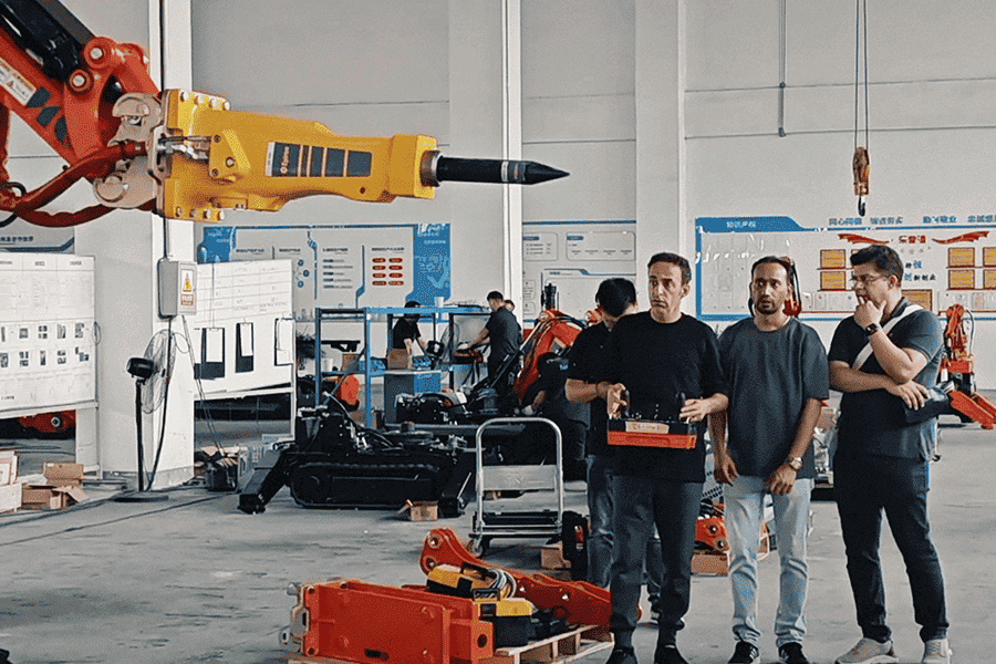 Footage of a demolition robot factory