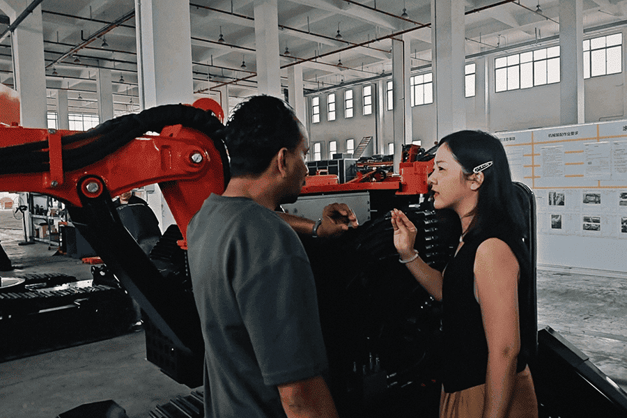Footage of a demolition robot factory