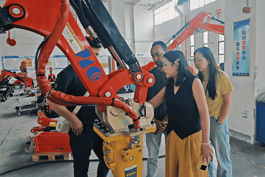 Footage of a demolition robot factory