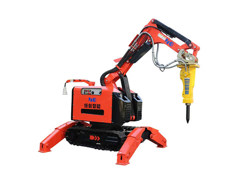 Graphic showing a demolition robot with multiple safety sensors and fail-safe controls.